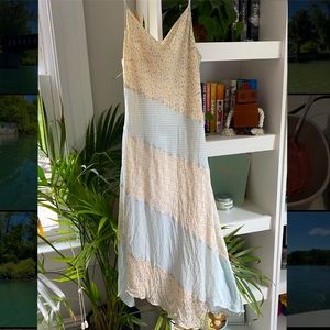 Express blue Floral Silk midi Slip Dress Size small